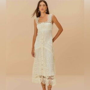 FARM Rio Off-White Nautical Guipure Maxi Dress